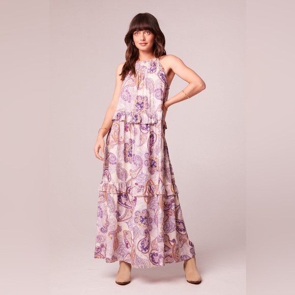 Band Of The Free LILIANE PURPLE PAISLEY TIERED MAXI DRESS - Picture 3 of 5